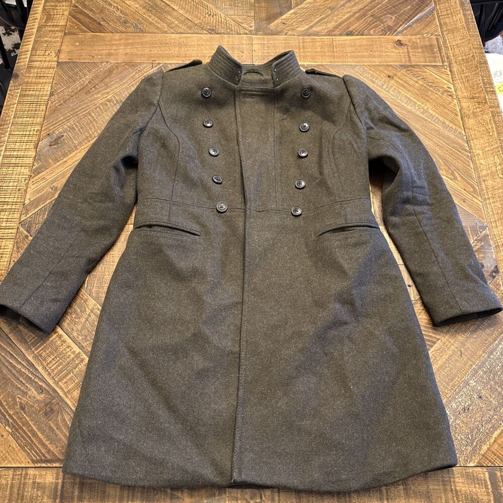 Banana Republic Italian Fides Wool DB Green Military Coat Women’s Small